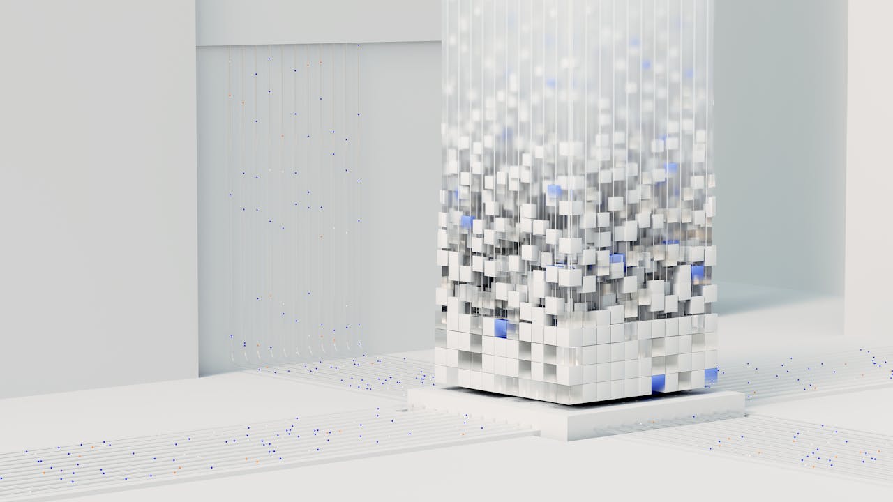 Multiple white blocks making a building pillar depicting what is a digital asset management system